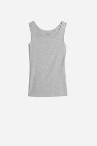 Round-Neck Raw-Cut Cotton Vest Top