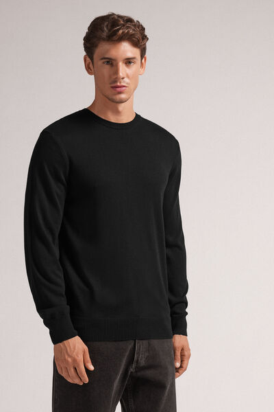 Long-Sleeved Round-Neck Jersey Top