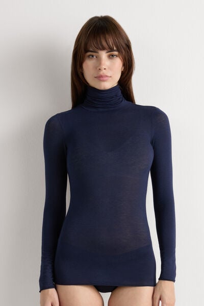 Maglia in Modal Ultralight con Cashmere Collo Alto