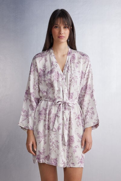 Graceful Simplicity Satin Kimono