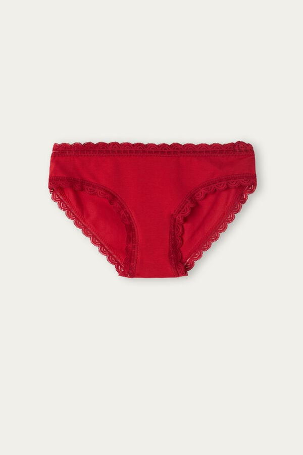 Intimissimi Cotton and Lace Panties Woman Red Size XL