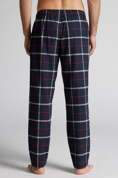 Pantalon long à carreaux corde/rouge en toile brossée