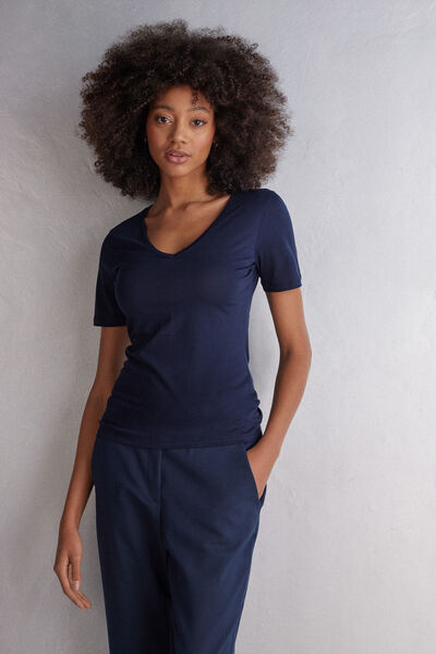 Maglia Manica Corta con Scollo a V in Cotone Ultrafresh