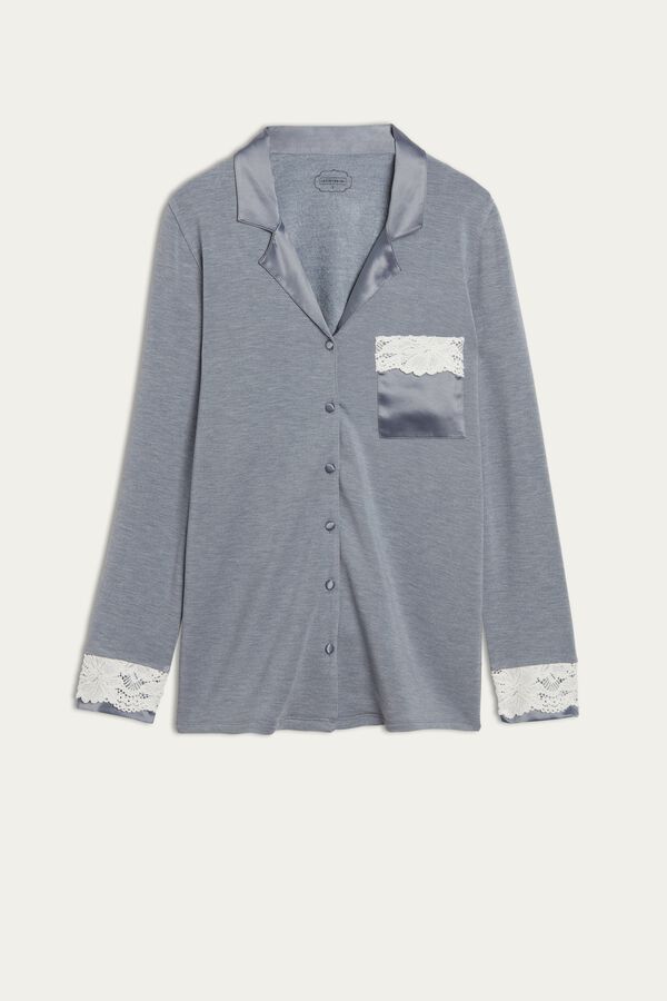 Snow Queen Modal and Cashmere Fleece Pyjama Shirt