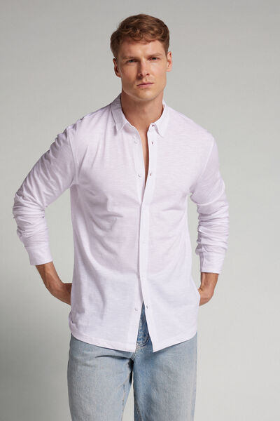 Camisa en algodón jaspeado de manga larga