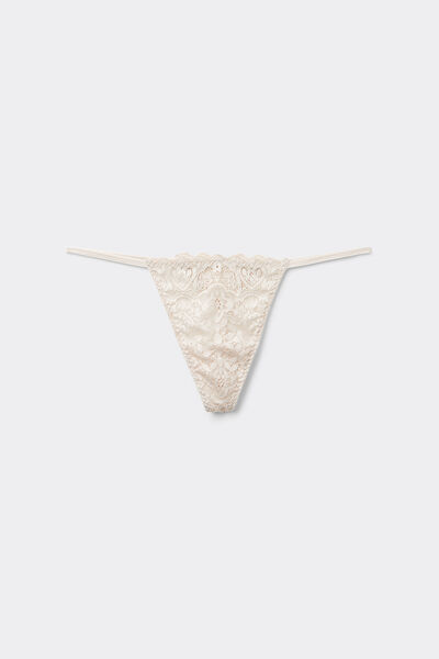 String-Tanga mit schmalen Seiten aus Spitze