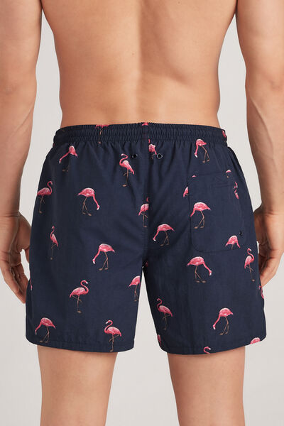 Badshorts med flamingotryck