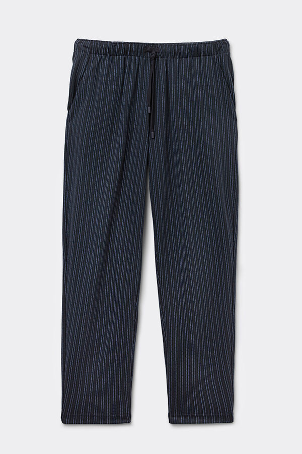 Bas de pyjama en coton imprimé rayé bleu