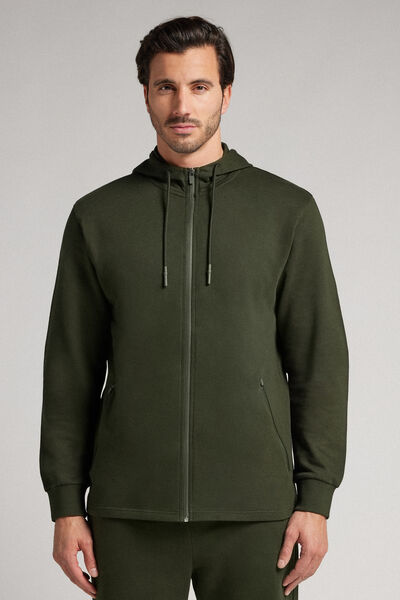 Sweatjacke aus Baumwolle mit Reißverschluss
