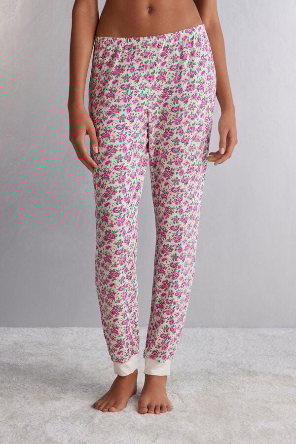 Pantalone Lungo con Polsino in Modal Life is a Flower