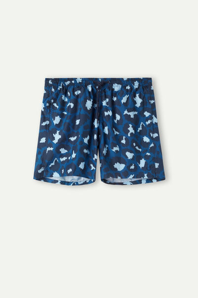 Green Leopard-Print Swim Shorts