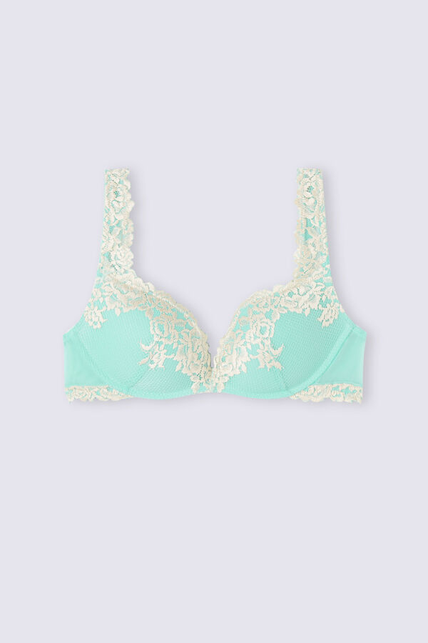 PINK VS Push Up Lace Bralette Pull Over Turquoise Sz S(AA-C)