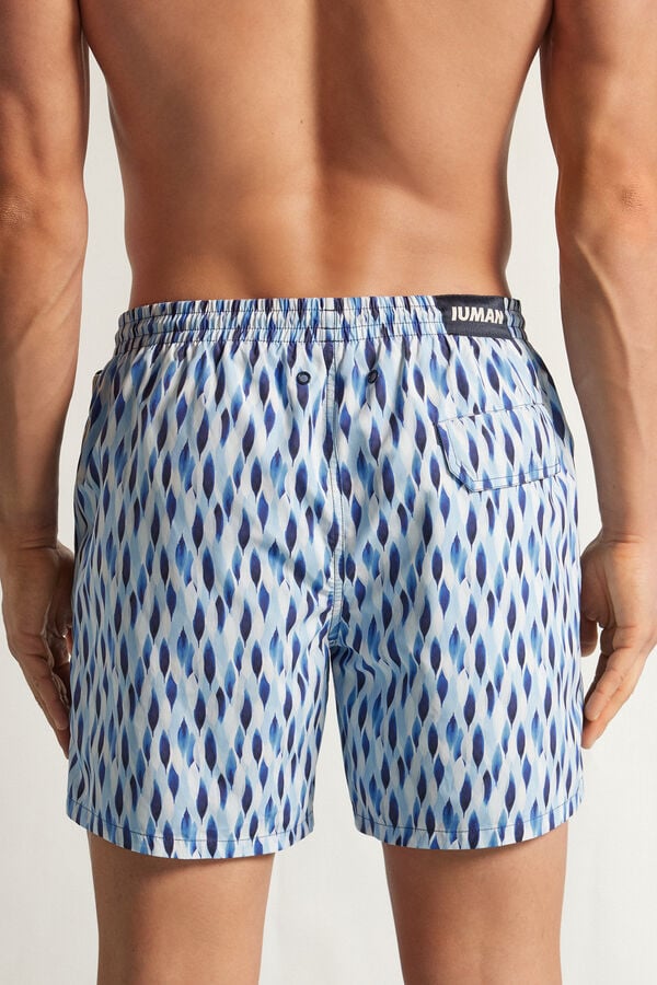 Swim Trunks with Blue/White Droplet Print