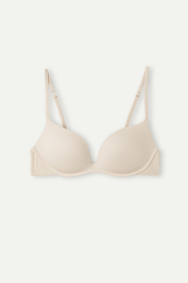 Buy PrettyCat Plunge Wired Demi Coverage Push-Up Bra - White at Rs