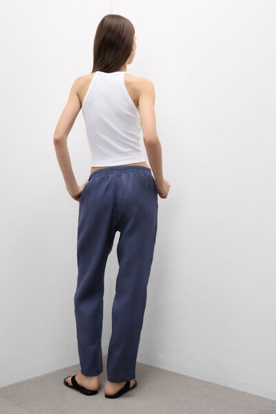 Plain-Weave Linen Trousers