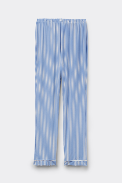 Oxford Stripes Straight-Leg Modal Trousers