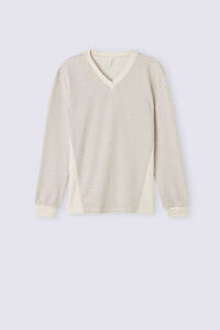 Shirt mit V-Ausschnitt Creamy Stripes