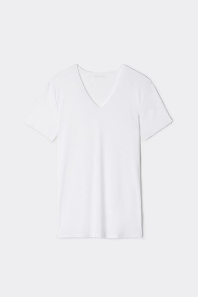Offenkantiges Shirt aus Mikro-Netzstoff
