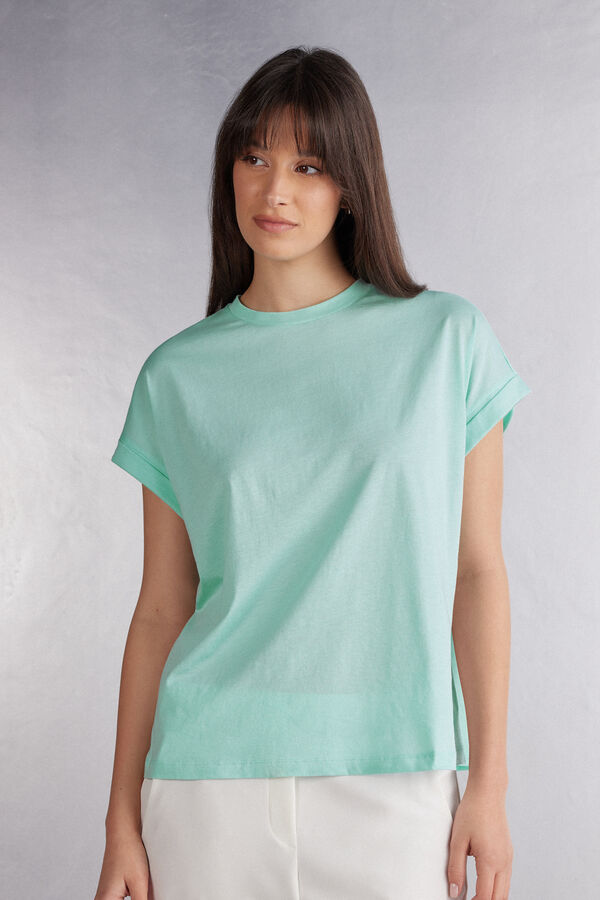 Short-Sleeved Ultrafresh Cotton Top with Turn-Ups