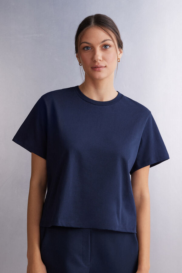 Kurzarmshirt Boxy Fit aus Baumwolle