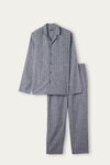Full-Length Stripe Pattern Cotton Canvas Pyjamas