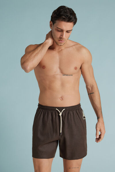 Plain Swim Trunks in 100% Linen
