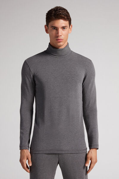 Long-sleeve High-Neck Modal-Cashmere Top