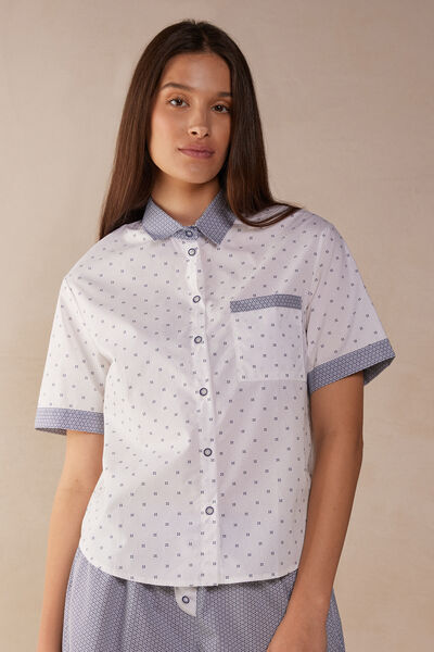Santorini View Short-Sleeved Cotton Shirt