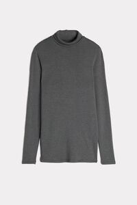 Long-Sleeved High-Neck Modal and Cashmere Shirt