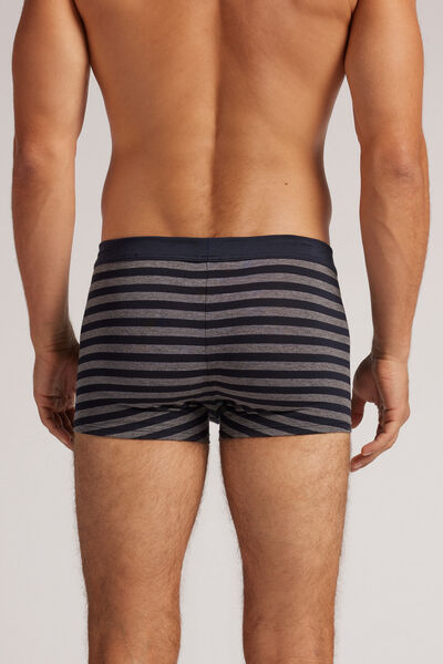 Boxer Superior Katoen Print Strepen Blauw Grijs