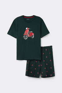 Short Scooter-Print Cotton Pyjamas