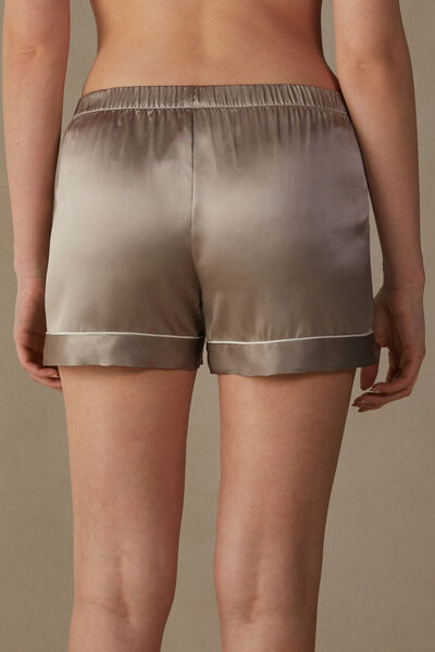 Short en Soie avec Bords en Contraste