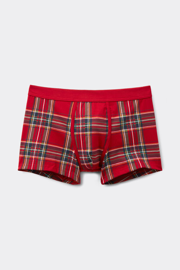 Superior Cotton Boxers with Red Tartan Print