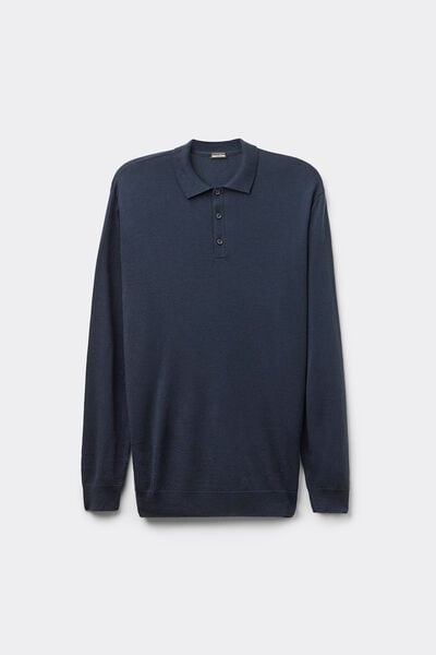 Long-Sleeved Jersey Polo Shirt