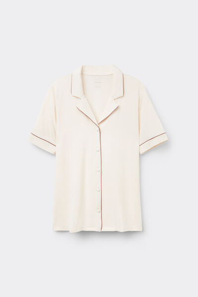 Short-Sleeved Button-Down Modal Top