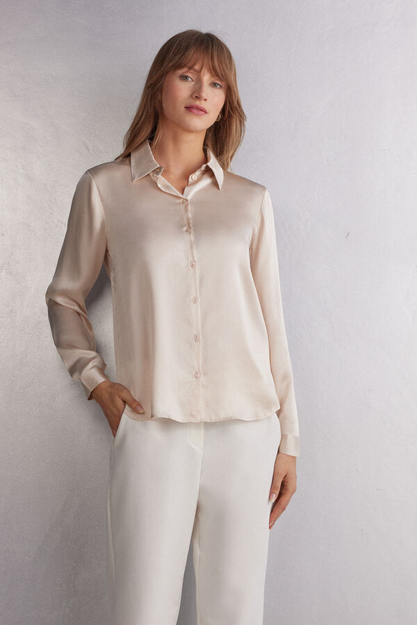 Long-Sleeved Silk Top