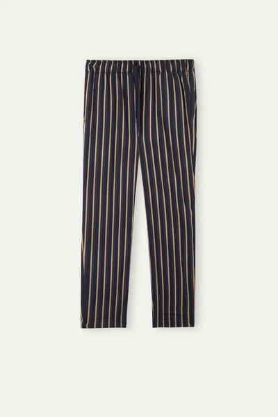 Full Length Pants in Stripe Patterned Brushed Cloth