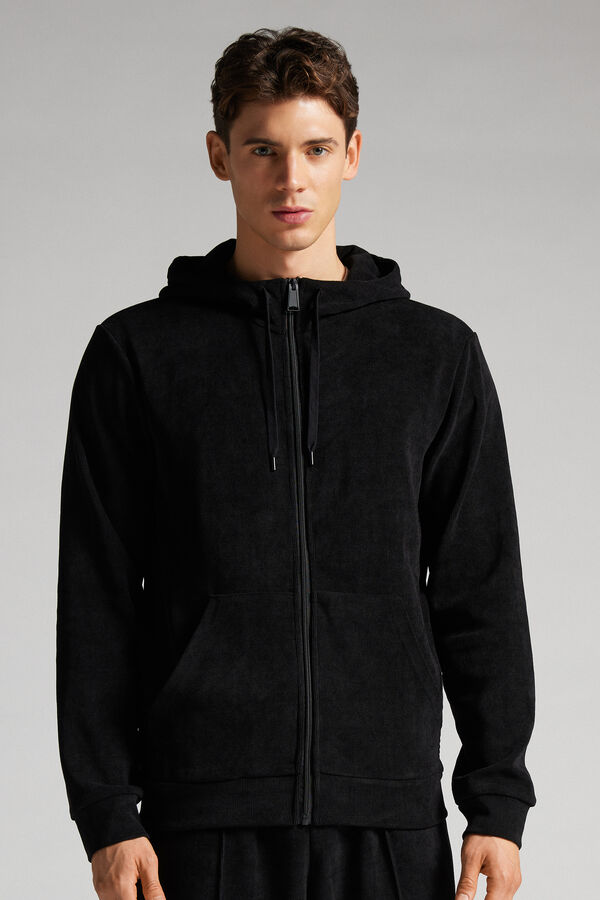 Ribbed Chenille Sweatshirt with Hood