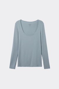 Long-sleeve micromodal scoop neck top