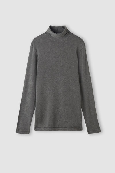 Long-sleeve High-Neck Modal-Cashmere Top