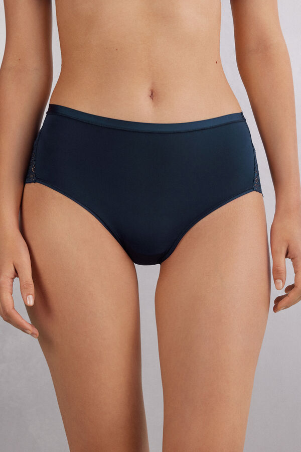 High Waist Panties in Ultralight Microfiber with Lace