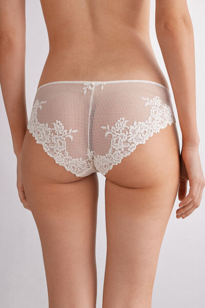 Damen Slip Pretty Flowers mit Spitze und floralem Muster