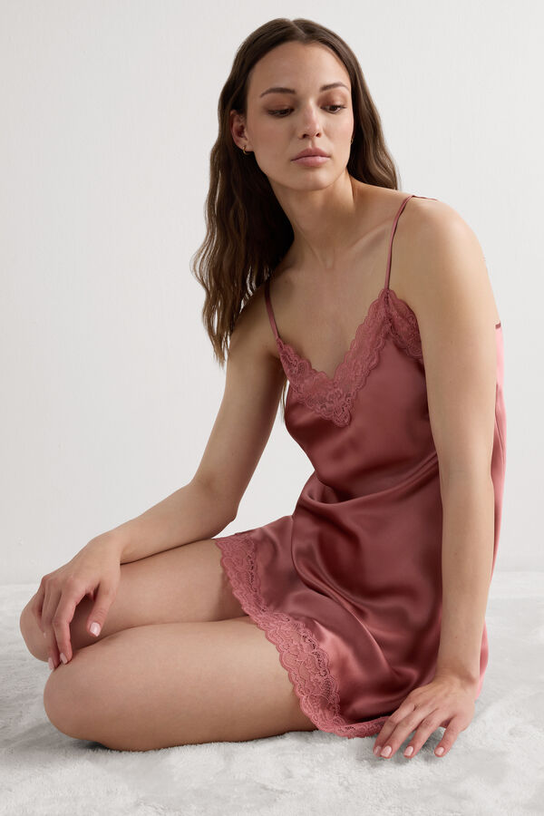 Silk Slip with Lace Insert Detail