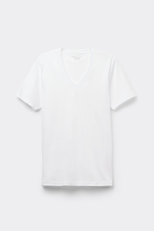Mercerised Premium Cotton V-Neck T-Shirt