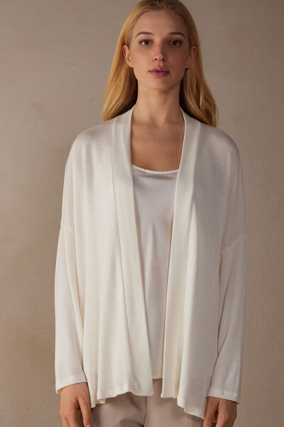 Cardigan Aperto in Modal Ultrasoft con Cashmere
