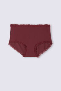 High-waisted cotton and lace french knickers