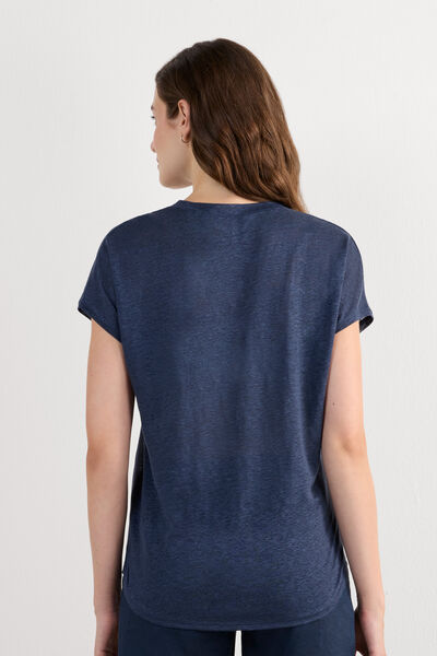 Maglia Manica Corta con Scollo a V in Lino The Pure Linen