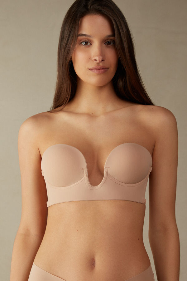 Strapless Bra with Graduated Padding and Plunge Front