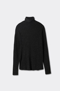 Light Modal with Lamé Cashmere High-Neck Top