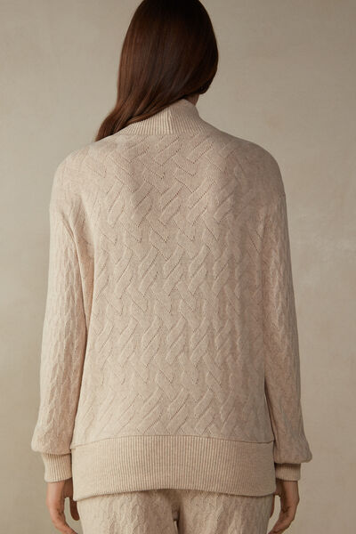 Jaquard Winter Braid Uzun Kollu Hırka